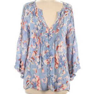 Joie Silk Blouse, Pastel Floral Long Sleeve Peasant Top